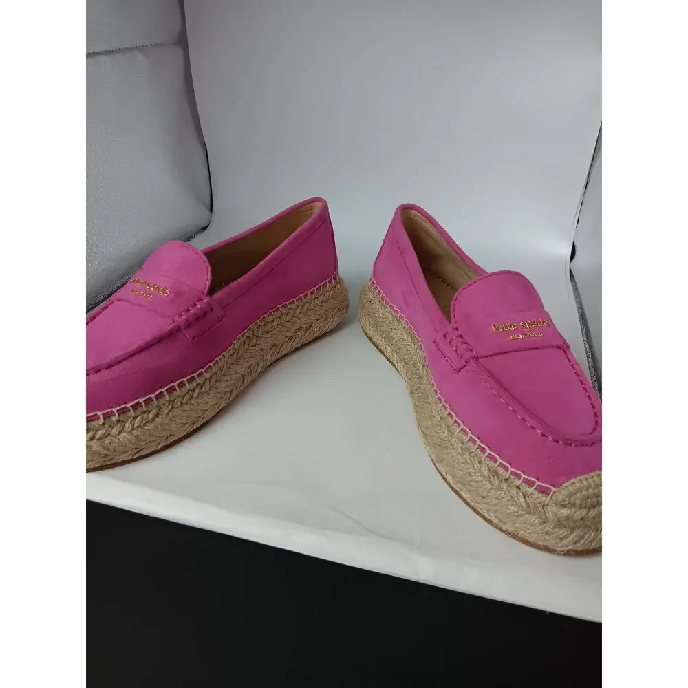 Kate Spade Eastwell Espadrille Flat Womens 6B Pink Suede Luxury Party Dress - Picture 3 of 10
